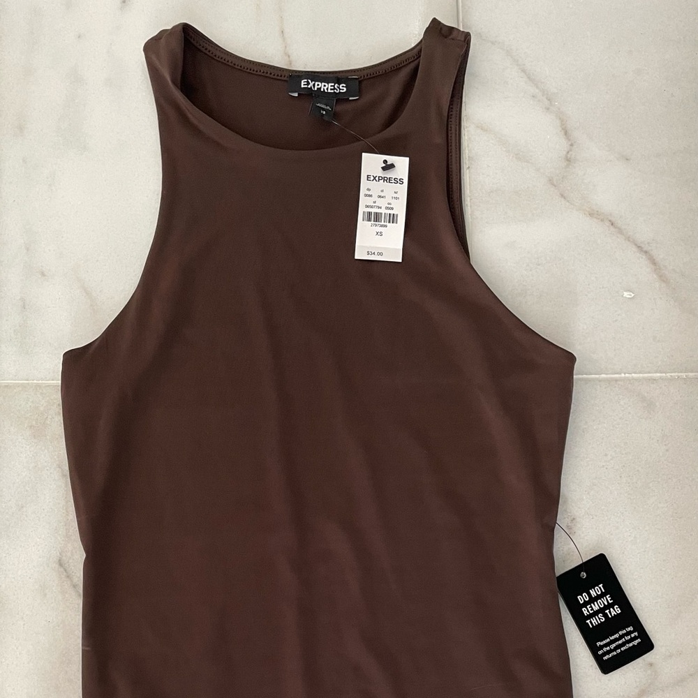 NWT Dark Brown High Neck Express Bodysuit